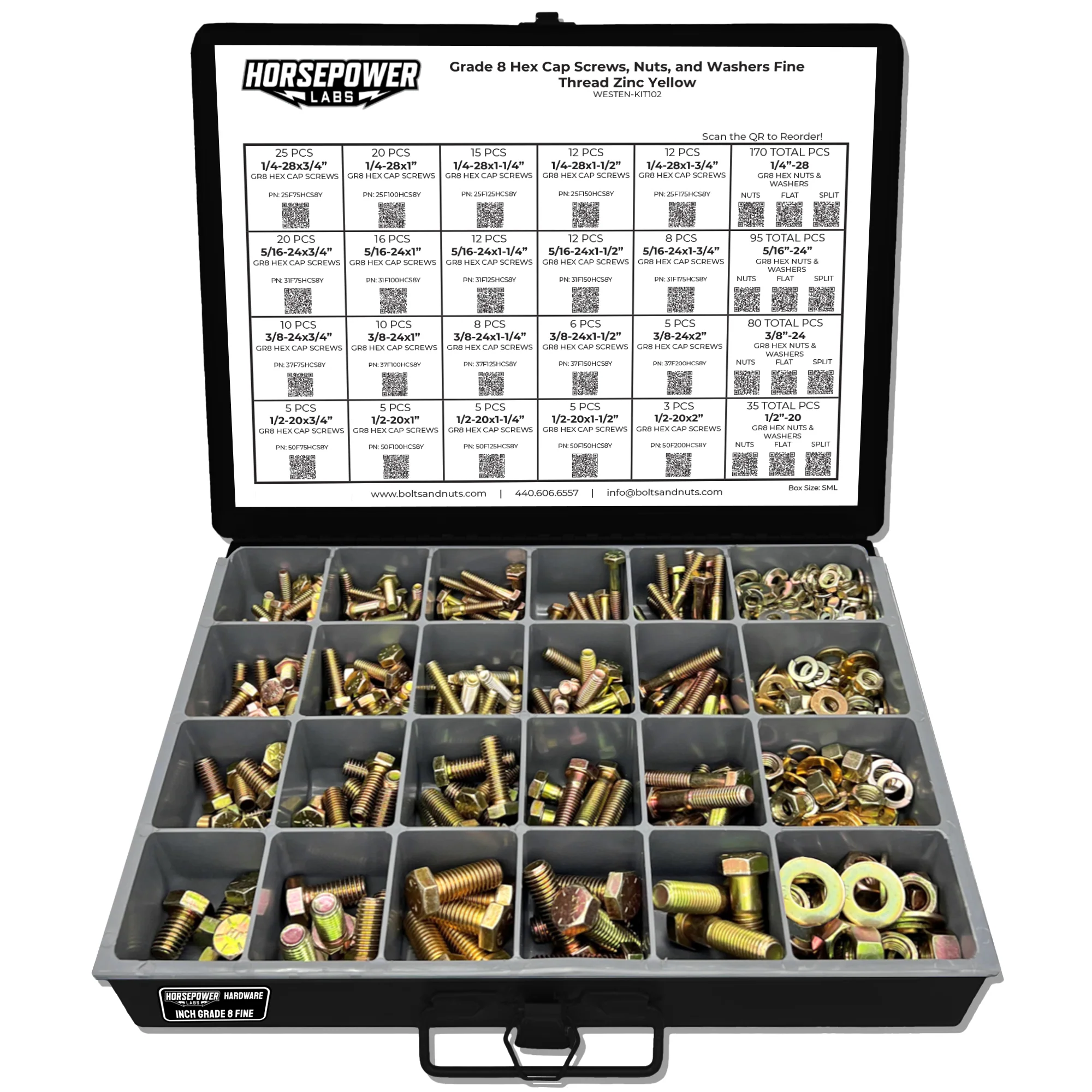 Inch Grade 8 Fine Thread Hex Bolt & Nut Kit - Image 3